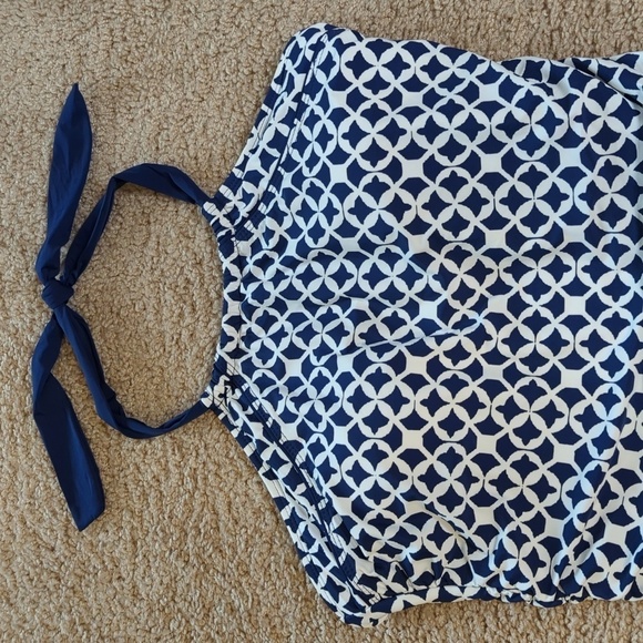 Athena Women's Coastal Geo Print One Piece Swimsuit Blue White NWOT Size 10 - Picture 6 of 16